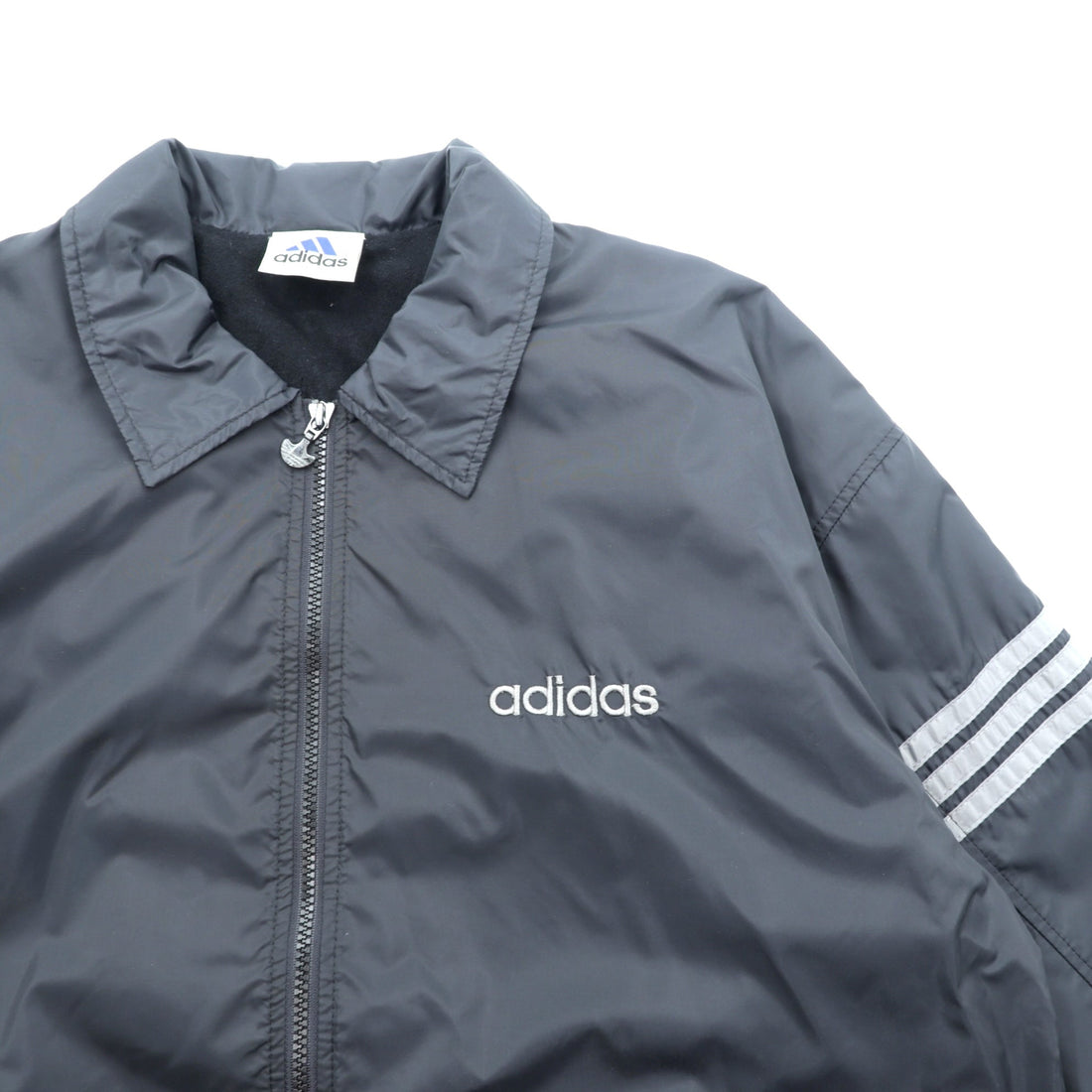 adidas 90s Descente Vintage Zip-Up Coach Jacket, Size L, Black Nylon