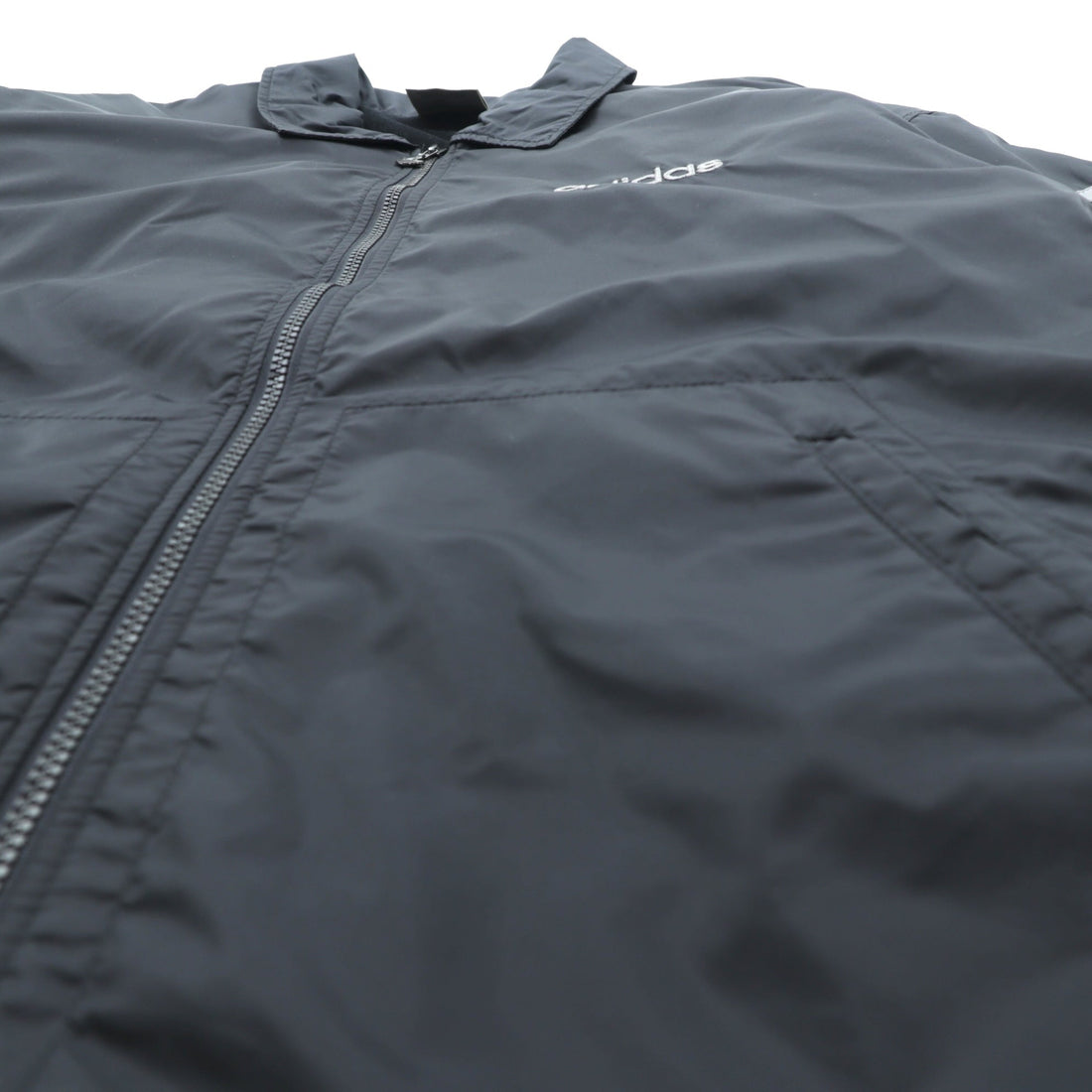 adidas 90s Descente Vintage Zip-Up Coach Jacket, Size L, Black Nylon