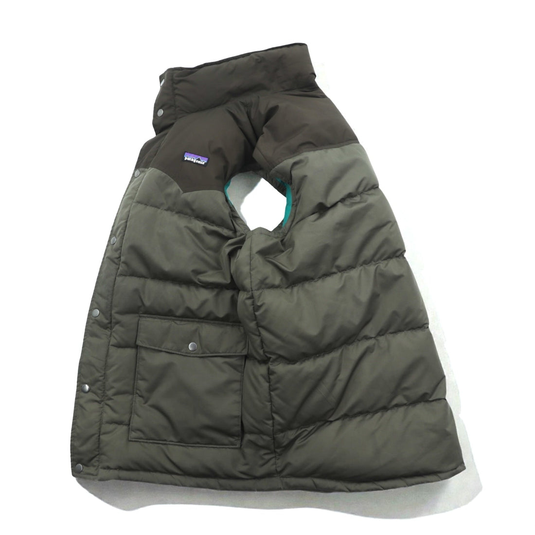 Patagonia Slingshot Down Vest, Snap Button, XL, Brown, Western Style, 27571FA12