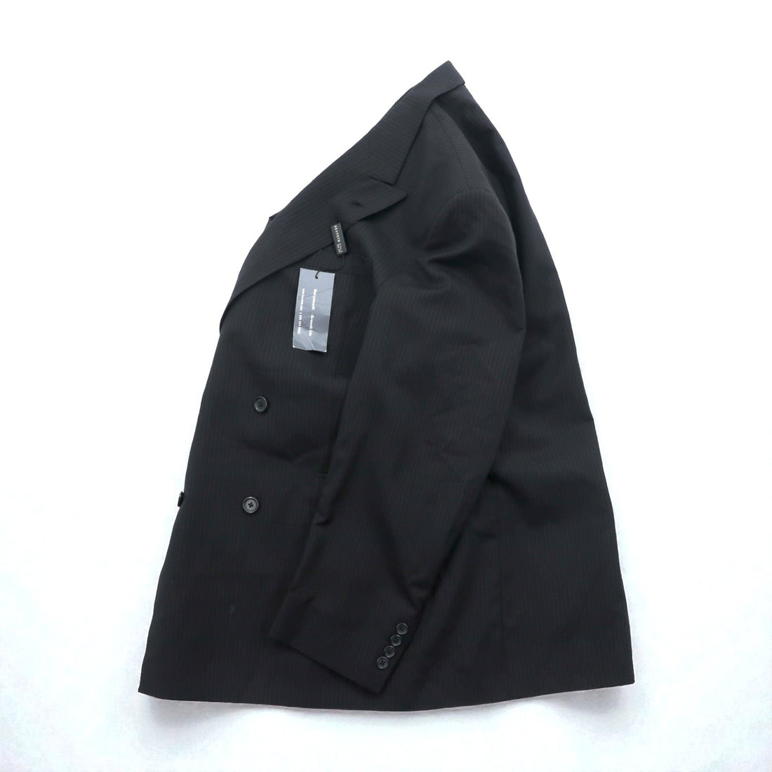 US UNION MADE Blazer, Peaked Lapel Double-Breasted Leather Tailored Jacket, XL, Black Stripe, Kenneth Cole, Unused, in USA