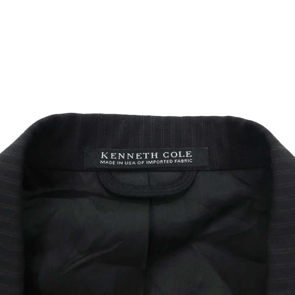 US UNION MADE Blazer, Peaked Lapel Double-Breasted Leather Tailored Jacket, XL, Black Stripe, Kenneth Cole, Unused, in USA