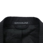 US UNION MADE Blazer, Peaked Lapel Double-Breasted Leather Tailored Jacket, XL, Black Stripe, Kenneth Cole, Unused, in USA