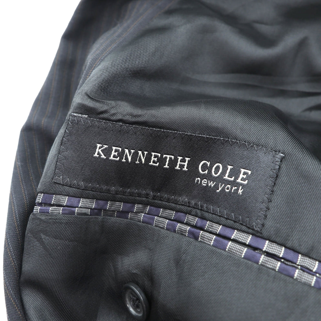 US UNION MADE Blazer, Peaked Lapel Double-Breasted Leather Tailored Jacket, XL, Black Stripe, Kenneth Cole, Unused, in USA