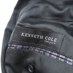US UNION MADE Blazer, Peaked Lapel Double-Breasted Leather Tailored Jacket, XL, Black Stripe, Kenneth Cole, Unused, in USA