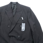 US UNION MADE Blazer, Peaked Lapel Double-Breasted Leather Tailored Jacket, XL, Black Stripe, Kenneth Cole, Unused, in USA