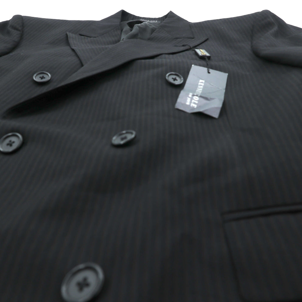 US UNION MADE Blazer, Peaked Lapel Double-Breasted Leather Tailored Jacket, XL, Black Stripe, Kenneth Cole, Unused, in USA