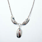 CHARLEY Vintage Navajo Necklace with Feather, Silver, Sterling Hallmark Indian Jewelry
