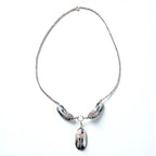 CHARLEY Vintage Navajo Necklace with Feather, Silver, Sterling Hallmark Indian Jewelry