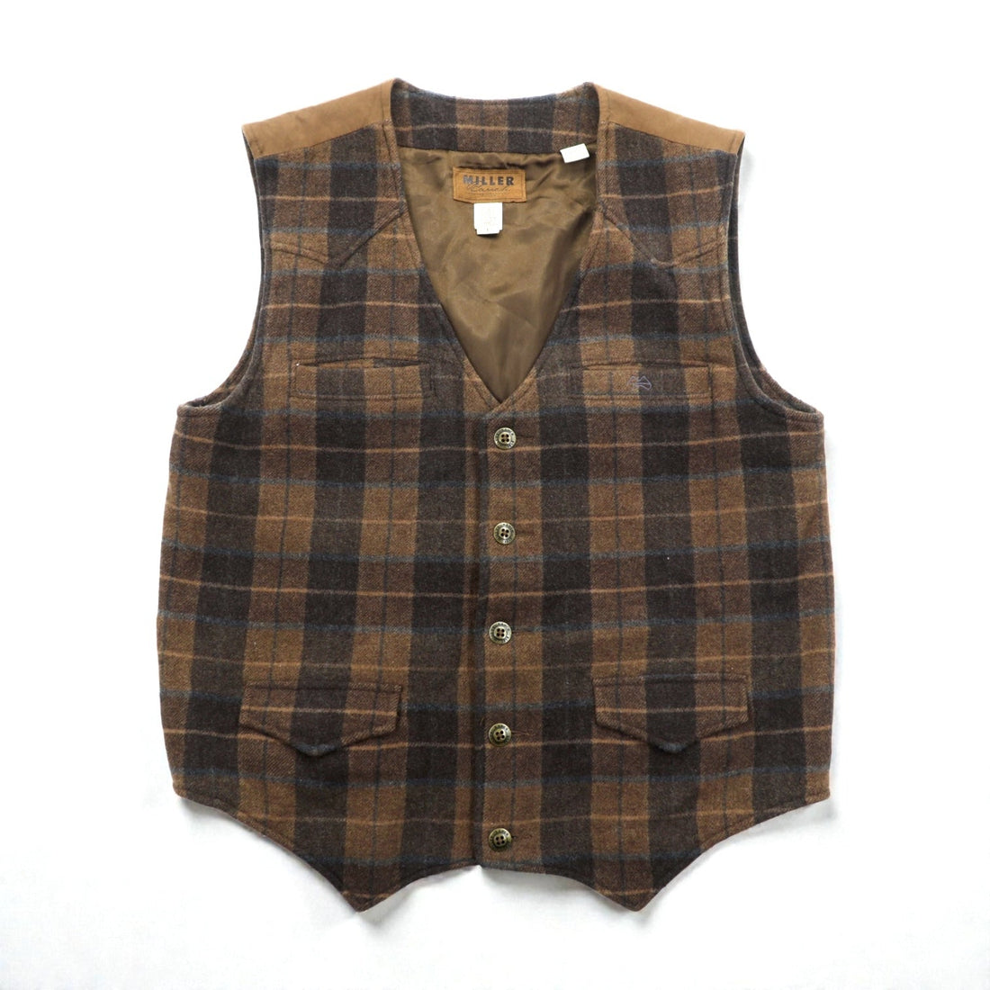 MILLER RANCH 90s Vintage Tweed Vest, Large, Brown Check Wool