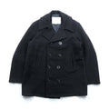 US NAVY 90s Made in USA Vintage 10-Button Pea Coat, XL, Black Melton Wool, MP72132