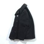US NAVY 90s Made in USA Vintage 10-Button Pea Coat, XL, Black Melton Wool, MP72132
