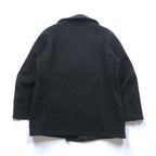 US NAVY 90s Made in USA Vintage 10-Button Pea Coat, XL, Black Melton Wool, MP72132