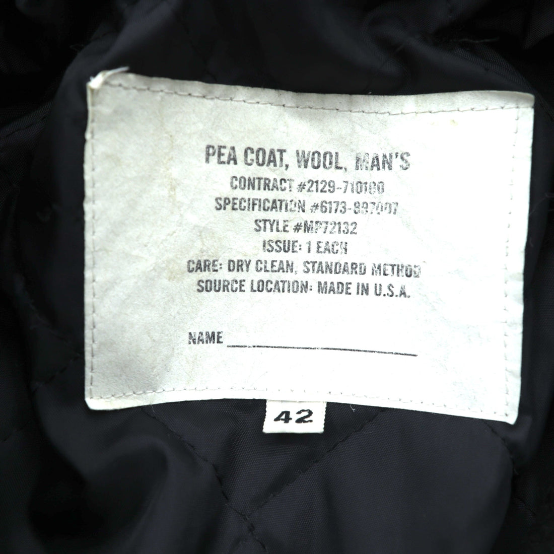 US NAVY 90s Made in USA Vintage 10-Button Pea Coat, XL, Black Melton Wool, MP72132