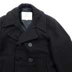 US NAVY 90s Made in USA Vintage 10-Button Pea Coat, XL, Black Melton Wool, MP72132
