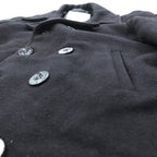 US NAVY 90s Made in USA Vintage 10-Button Pea Coat, XL, Black Melton Wool, MP72132