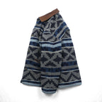 90s Chimayo Choa Coat Coverall XL Wool Blanket Jacket with Native American Print and Leather Collar by ARMAND THIERY JEANSWEAR