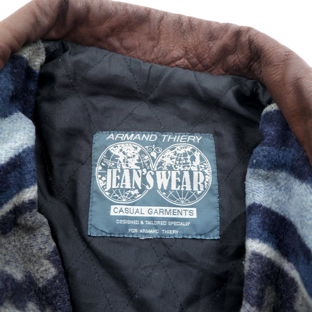 90s Chimayo Choa Coat Coverall XL Wool Blanket Jacket with Native American Print and Leather Collar by ARMAND THIERY JEANSWEAR