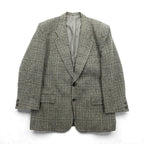 STANLEY WILLIAMS Tweed 2B Tailored Jacket, Leather, Large, Brown Wool Check
