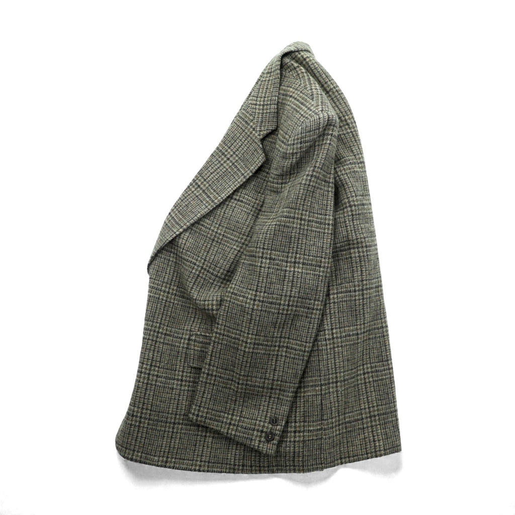 STANLEY WILLIAMS Tweed 2B Tailored Jacket, Leather, Large, Brown Wool Check