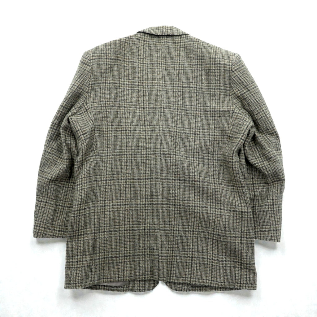 STANLEY WILLIAMS Tweed 2B Tailored Jacket, Leather, Large, Brown Wool Check