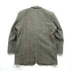 STANLEY WILLIAMS Tweed 2B Tailored Jacket, Leather, Large, Brown Wool Check