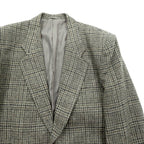 STANLEY WILLIAMS Tweed 2B Tailored Jacket, Leather, Large, Brown Wool Check