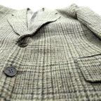 STANLEY WILLIAMS Tweed 2B Tailored Jacket, Leather, Large, Brown Wool Check