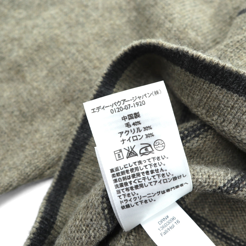 Eddie Bauer Half Zip Knit Sweater L Brown Wool Border 6007 Unused