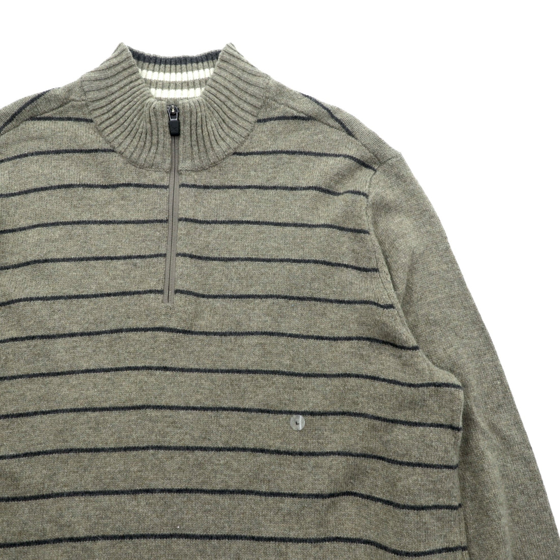 Eddie Bauer Half Zip Knit Sweater L Brown Wool Border 6007 Unused
