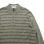Eddie Bauer Half Zip Knit Sweater L Brown Wool Border 6007 Unused