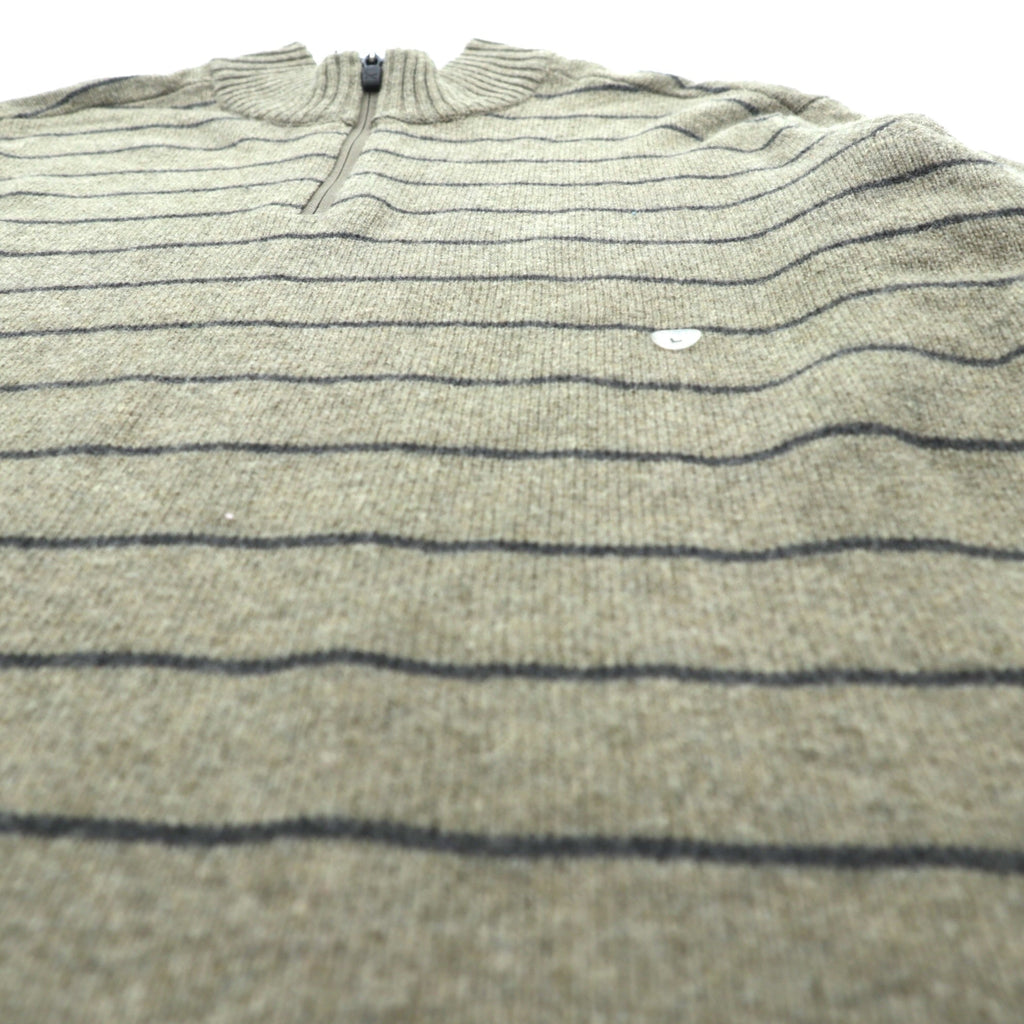 Eddie Bauer Half Zip Knit Sweater L Brown Wool Border 6007 Unused