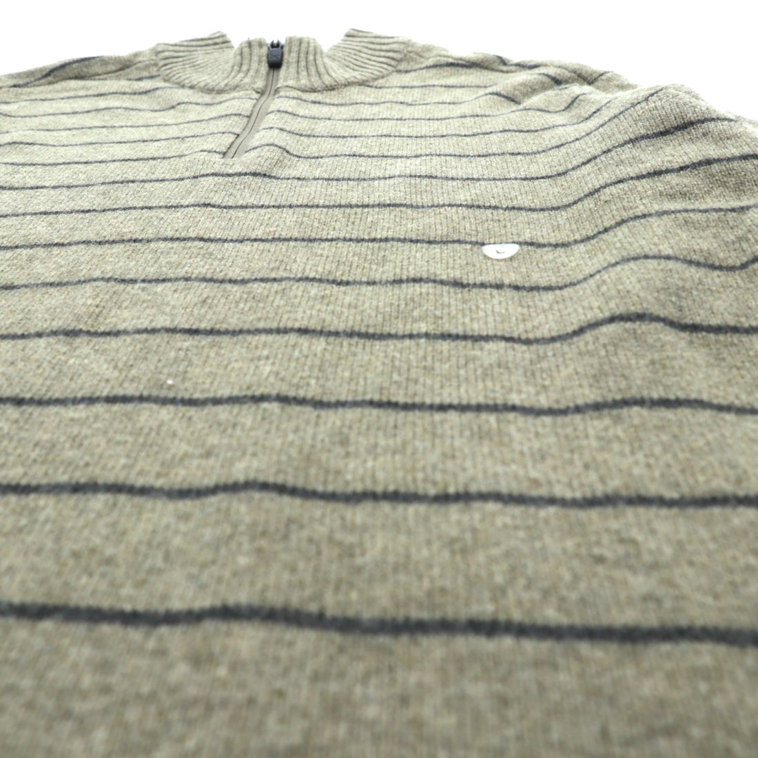 Eddie Bauer Half Zip Knit Sweater L Brown Wool Border 6007 Unused