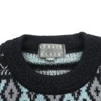 90s Japan Vintage Jacquard Knit DEMAIN CLAIR Fair Isle Sweater L Wool Allover Pattern Made in