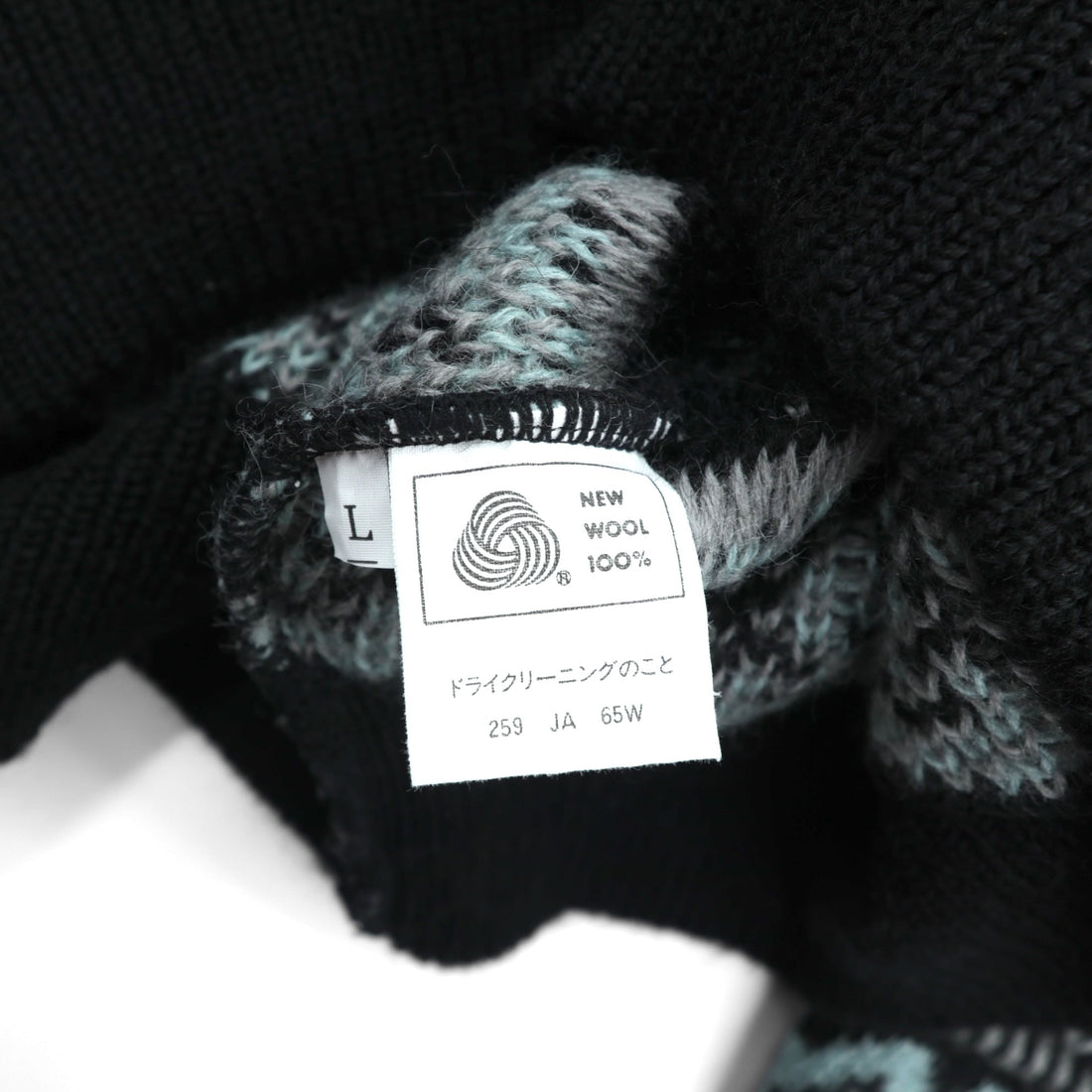 90s Japan Vintage Jacquard Knit DEMAIN CLAIR Fair Isle Sweater L Wool Allover Pattern Made in