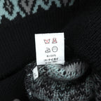 90s Japan Vintage Jacquard Knit DEMAIN CLAIR Fair Isle Sweater L Wool Allover Pattern Made in