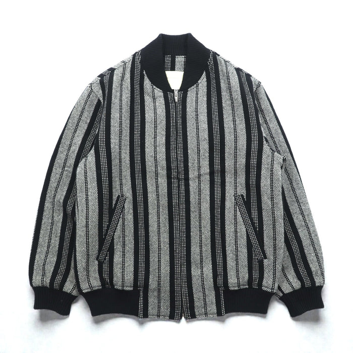 80s Japan Vintage Blouson Zip Up Bomber Jacket, Size M, Wool Stripe, Men's Wear, Win, 80s, Made in