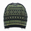 FIRENZE Jacquard Knitwear Allover Pattern Fair Isle Knit Sweater, Large, Khaki