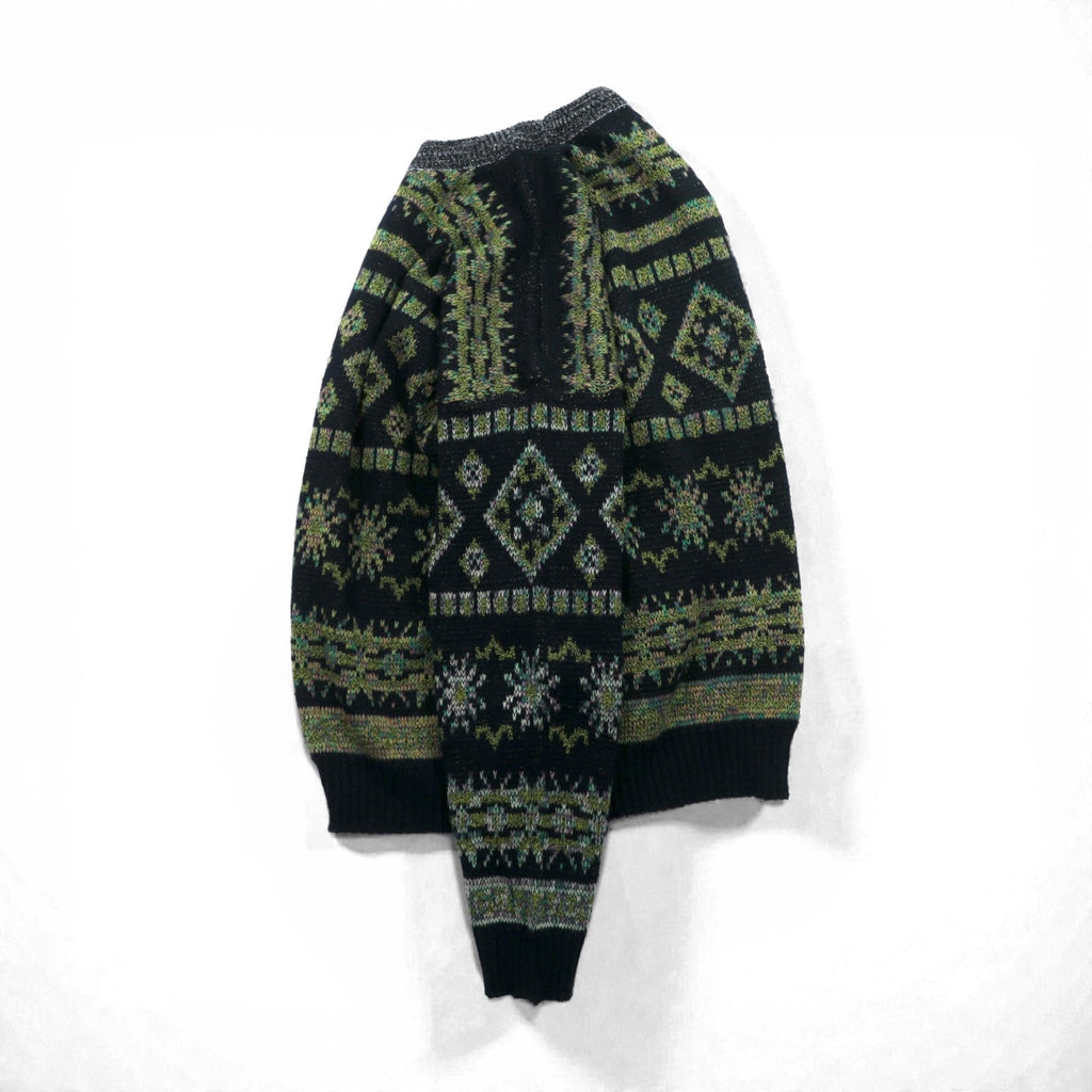 FIRENZE Jacquard Knitwear Allover Pattern Fair Isle Knit Sweater, Large, Khaki