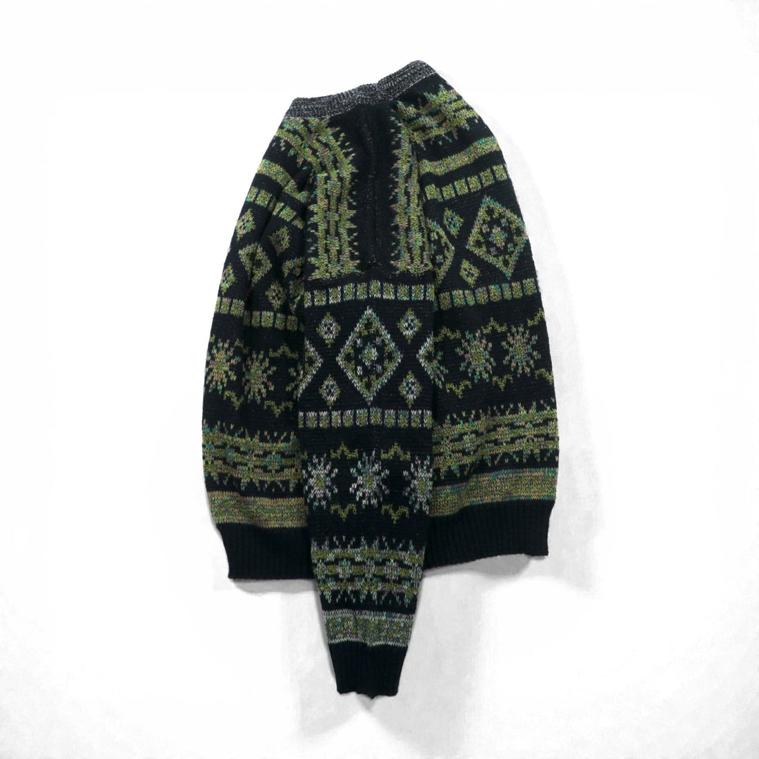 FIRENZE Jacquard Knitwear Allover Pattern Fair Isle Knit Sweater, Large, Khaki