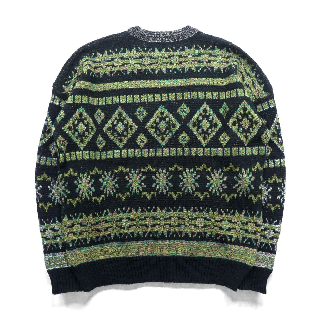 FIRENZE Jacquard Knitwear Allover Pattern Fair Isle Knit Sweater, Large, Khaki