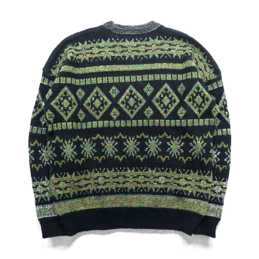 FIRENZE Jacquard Knitwear Allover Pattern Fair Isle Knit Sweater, Large, Khaki