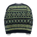 FIRENZE Jacquard Knitwear Allover Pattern Fair Isle Knit Sweater, Large, Khaki
