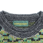 FIRENZE Jacquard Knitwear Allover Pattern Fair Isle Knit Sweater, Large, Khaki