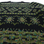 FIRENZE Jacquard Knitwear Allover Pattern Fair Isle Knit Sweater, Large, Khaki