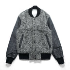 EDIFICE Varsity Jacket S with Leather Sleeves, Black Wool Herringbone, Cowhide