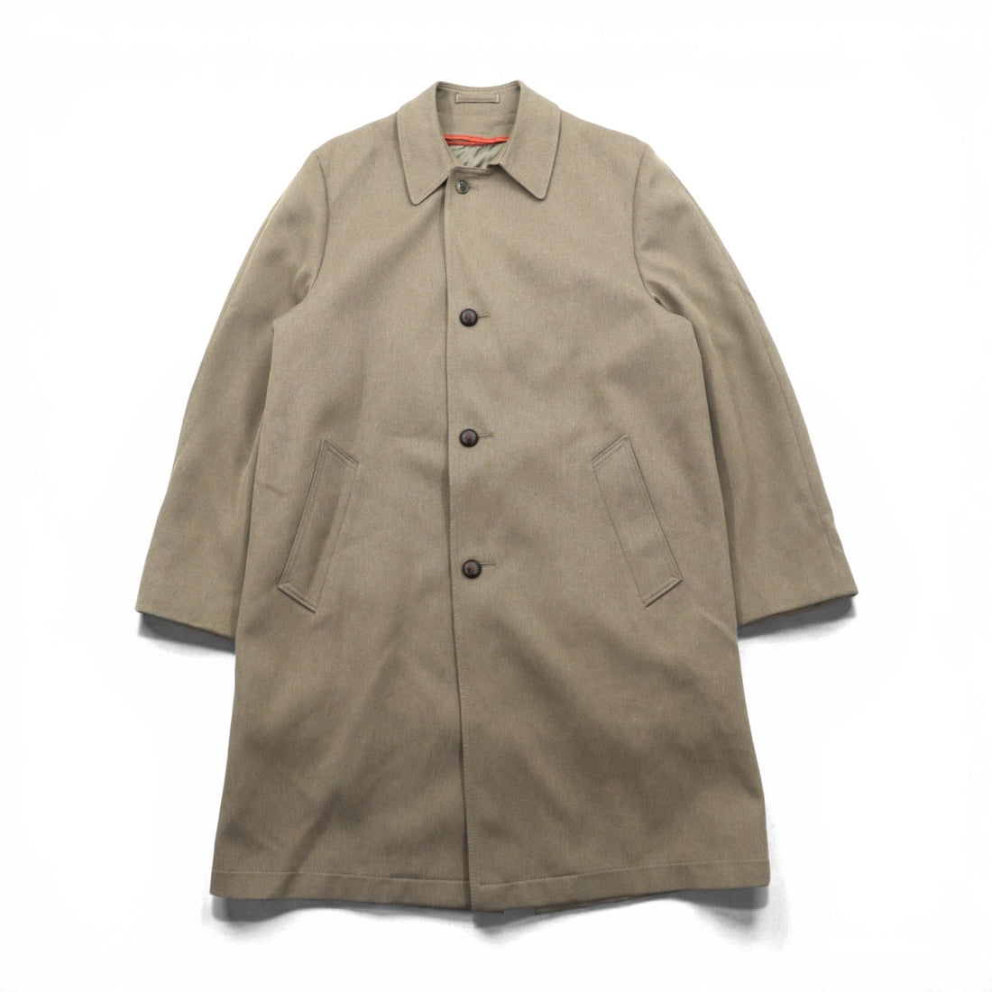 Casualcraft New York 70s Made in USA Vintage Balmacaan Coat, Soutien Collar, Large, Beige, Detachable Liner, Covered Buttons