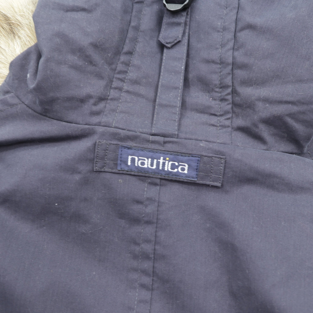 NAUTICA 90s 65/35 Cross N-3B Military Down Jacket, Large, Double Zip Drawcord, Removable Fur