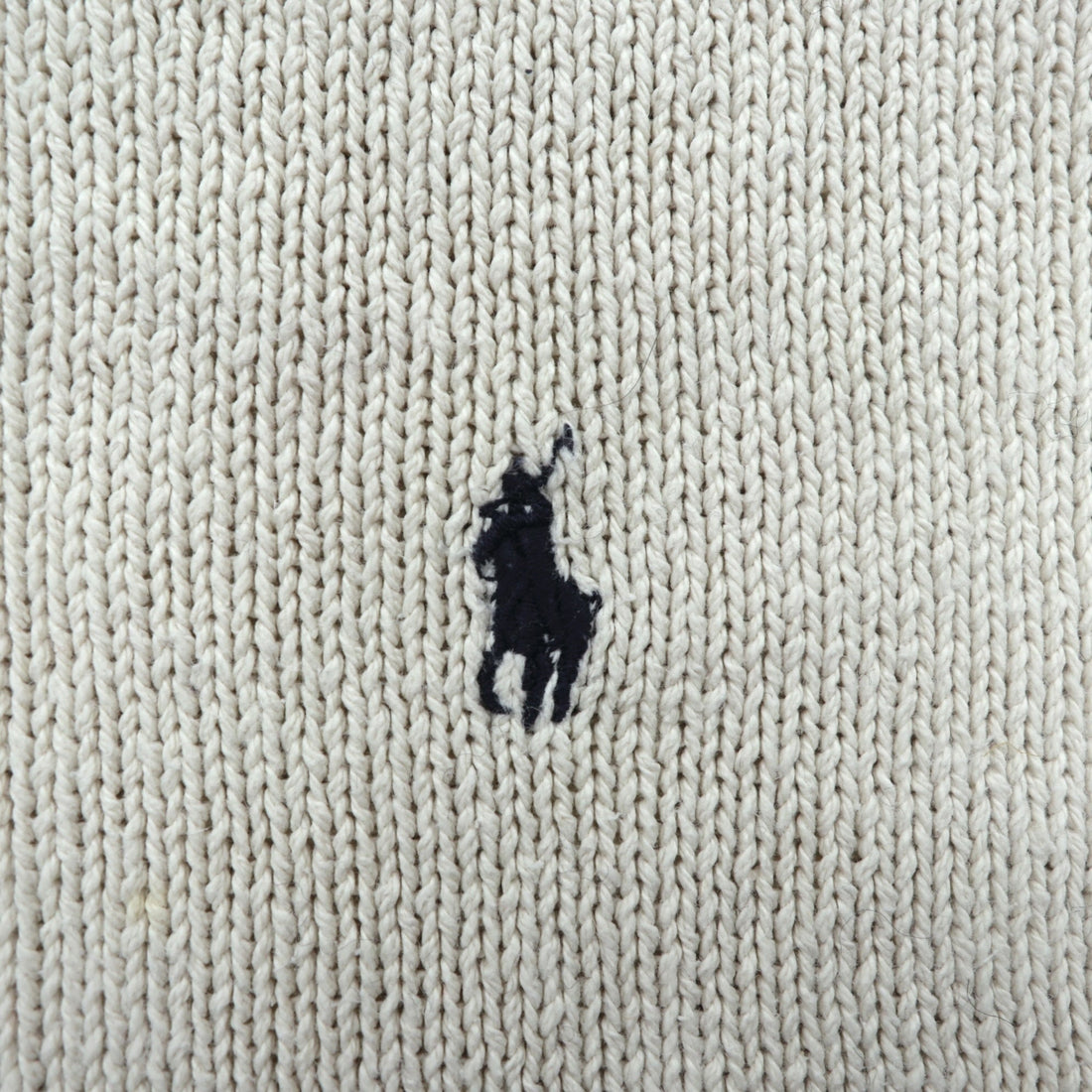 Polo Ralph Lauren 90年代 Vネック コットンニット ベスト L ベージュ スモールポニー刺繍