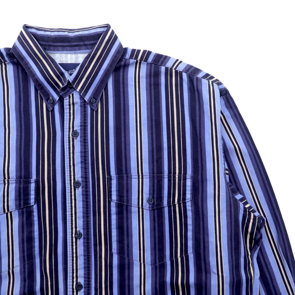 Wrangler 90s Button Down Shirt XL Navy Stripe Chest Pocket