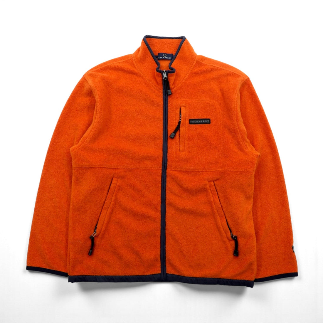 FRED PERRY 90s Full Zip Fleece Jacket L Orange Polyester